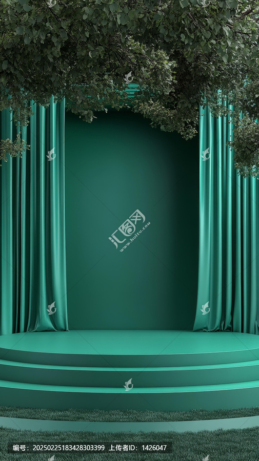 翠綠背景下的舞臺展示區(qū)