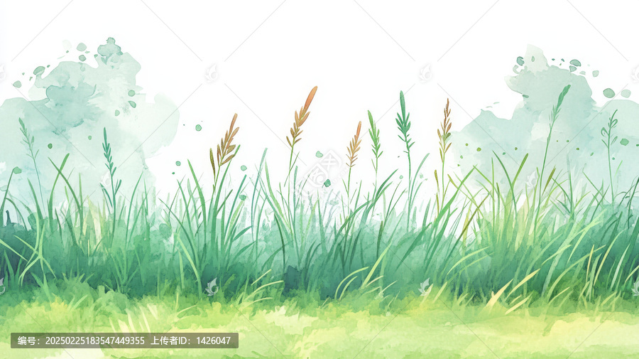 水彩畫草地插圖