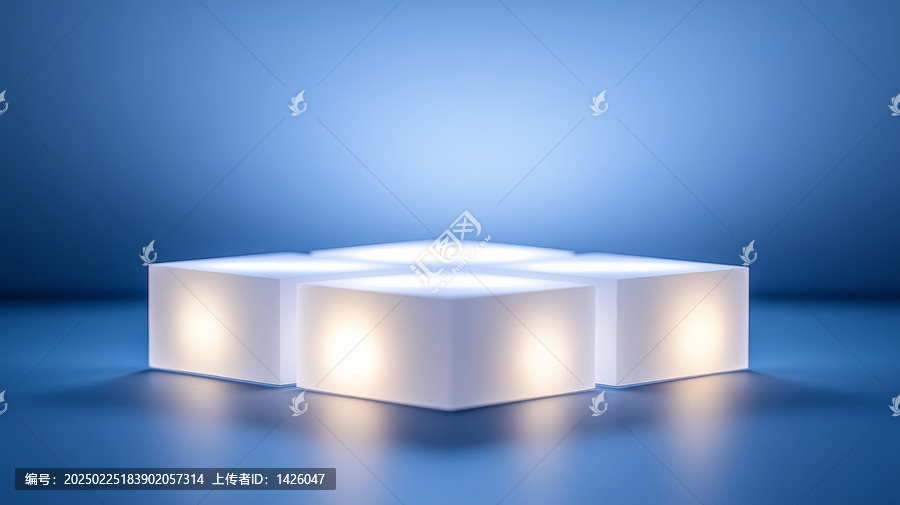 抽象極簡(jiǎn)白色立方體展示臺(tái)