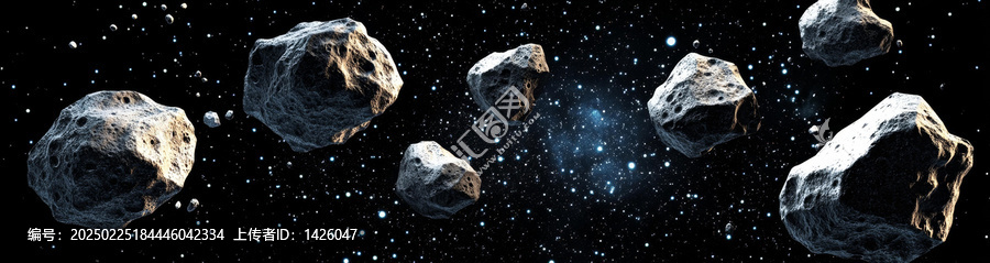 宇宙空間中的小行星帶圖