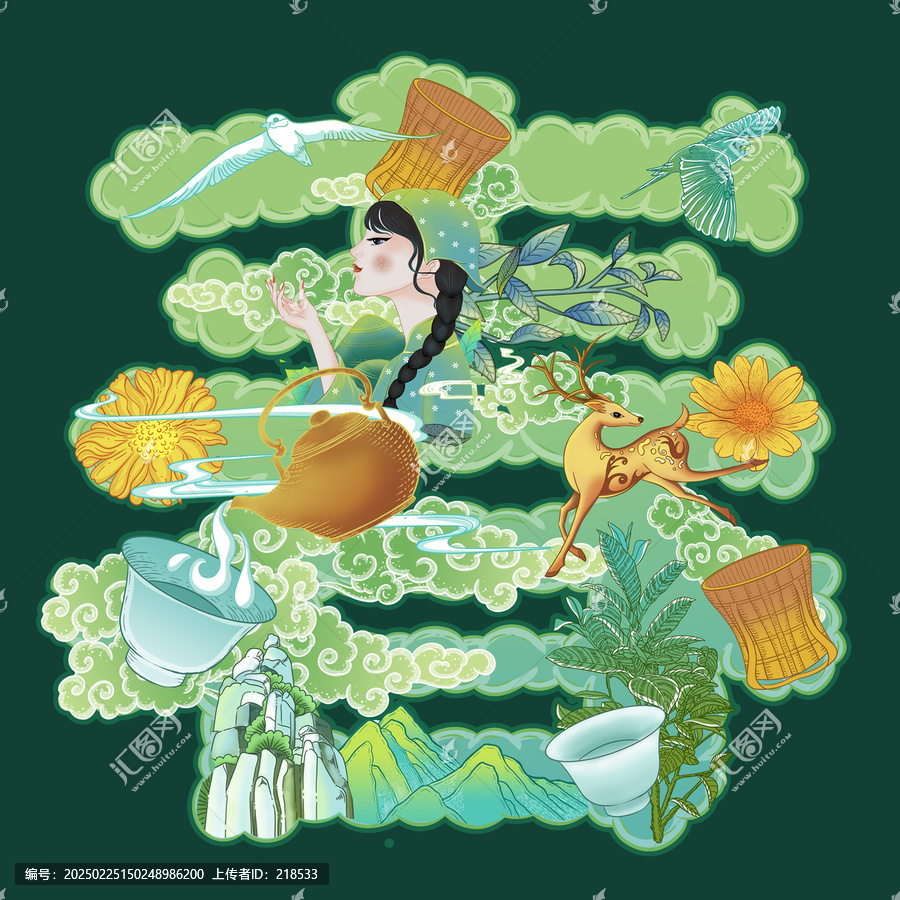 春茶包裝插畫