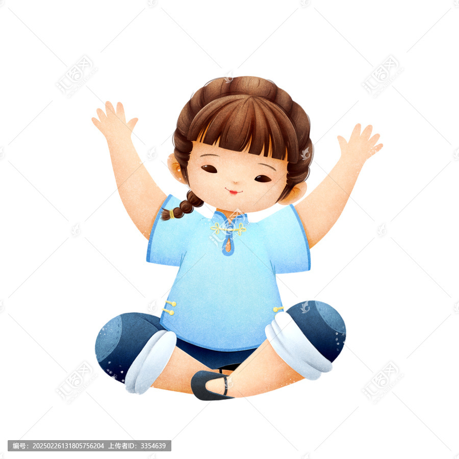 盤腿坐著的女孩