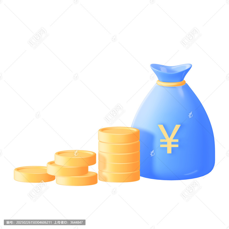 3D金融理財(cái)金幣錢(qián)袋免摳元素