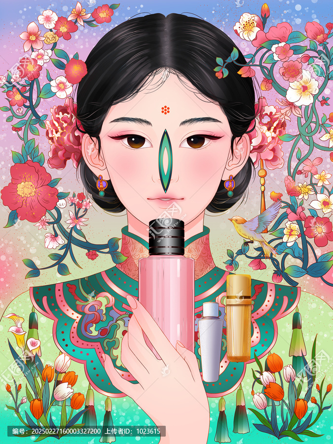 美妝香水化妝品產(chǎn)品包裝素材插畫