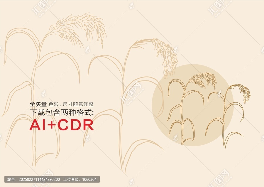 稻穗手繪稻穗插畫