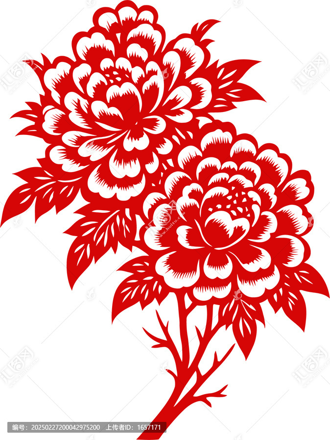 牡丹花剪紙紋樣矢量設(shè)計(jì)圖傳統(tǒng)剪紙