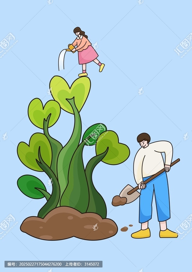 植樹(shù)人物扁平插畫(huà)