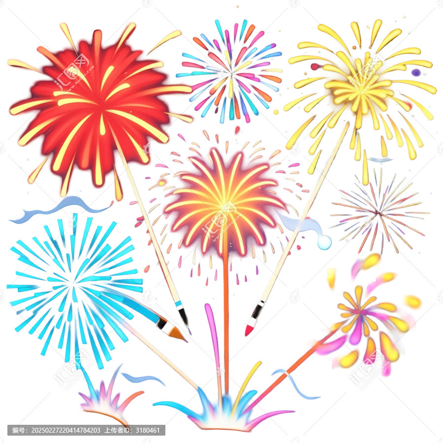 彩色卡通煙花煙火焰火PNG