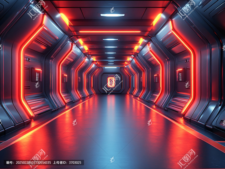 科幻燈光走廊