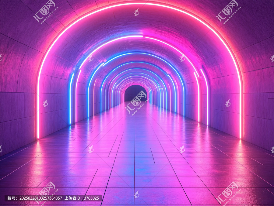 流光溢彩的霓虹燈走廊