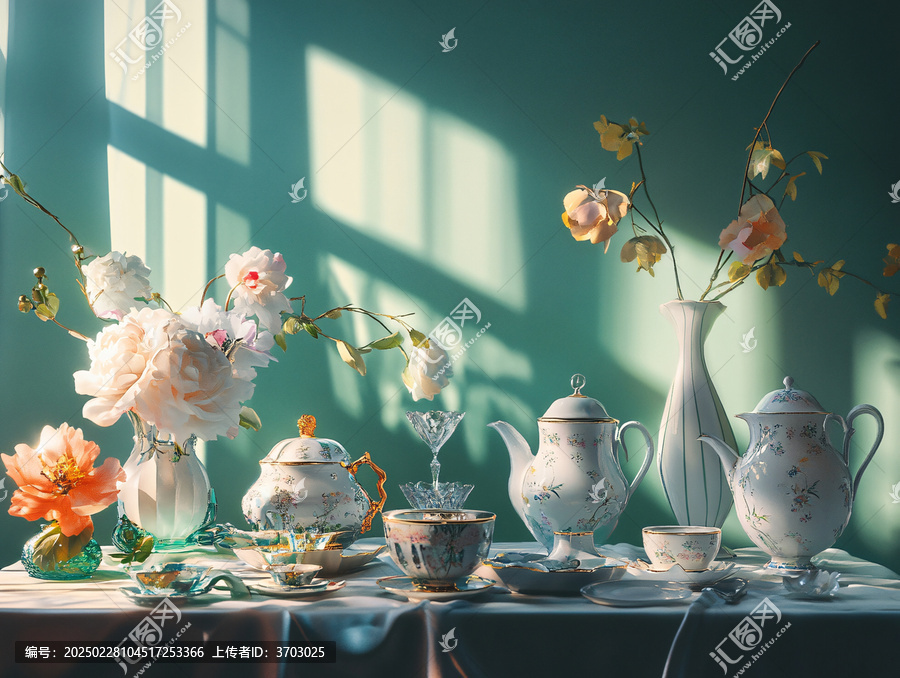 陽光下的茶具