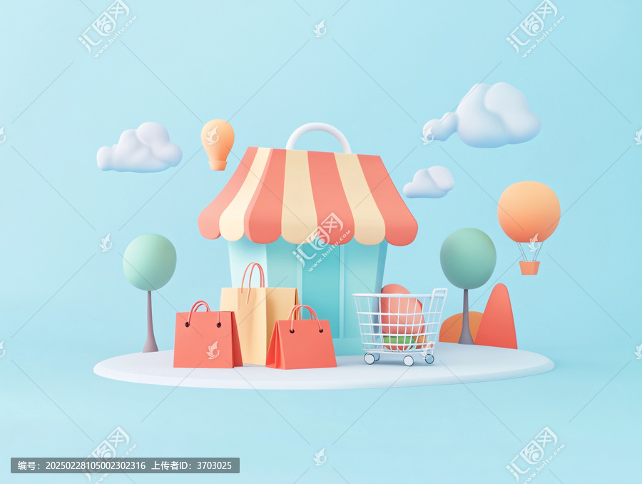 扁平風(fēng)購物場景