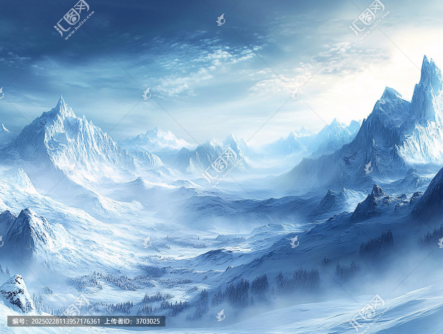 電腦繪畫(huà)雪山