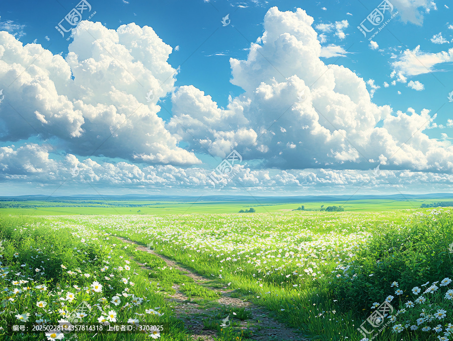 高清白云草地