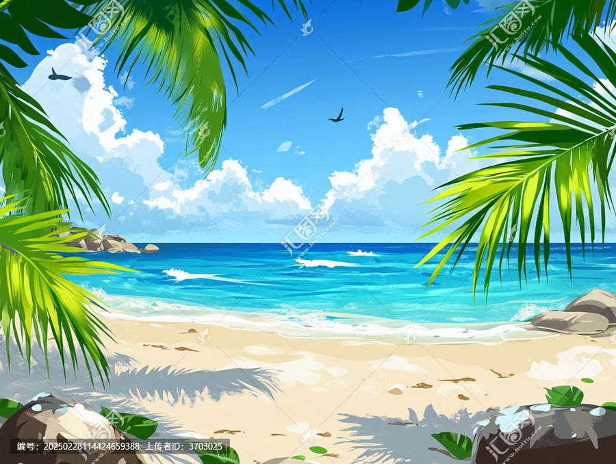 海灘風景畫