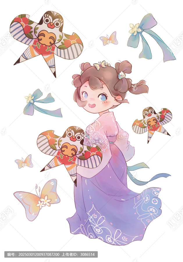 少女拿著風(fēng)箏奔跑