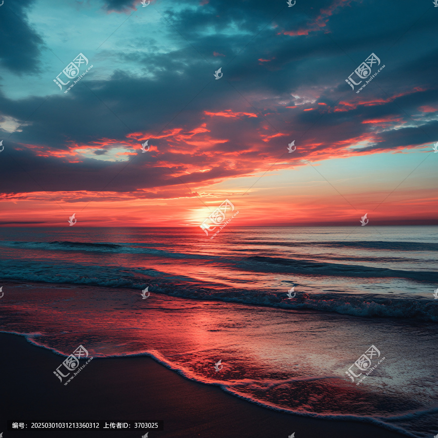 海邊紅云