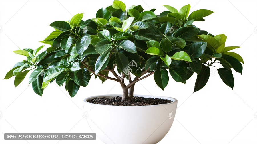 綠葉盆栽與白色背景