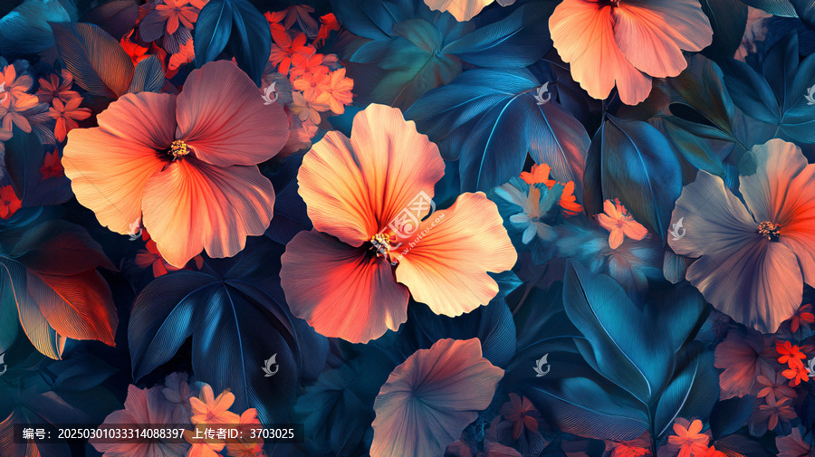 浮雕繽紛花卉