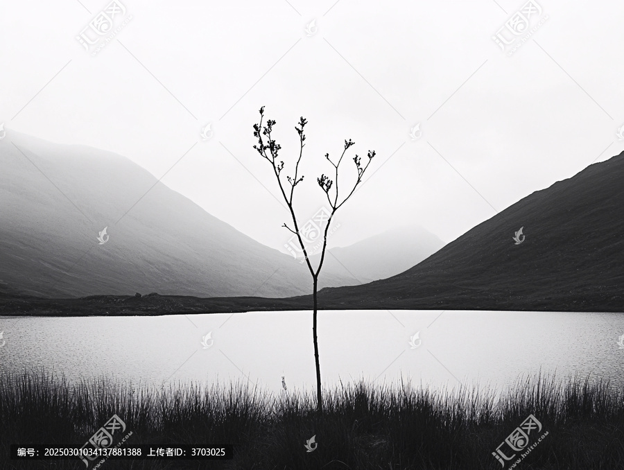 黑白意境山