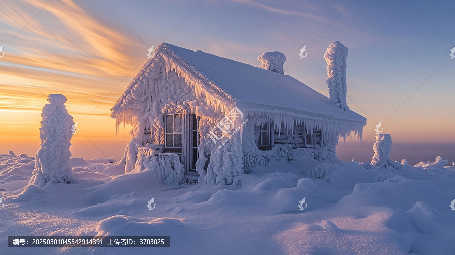 冬天雪屋積雪雪景