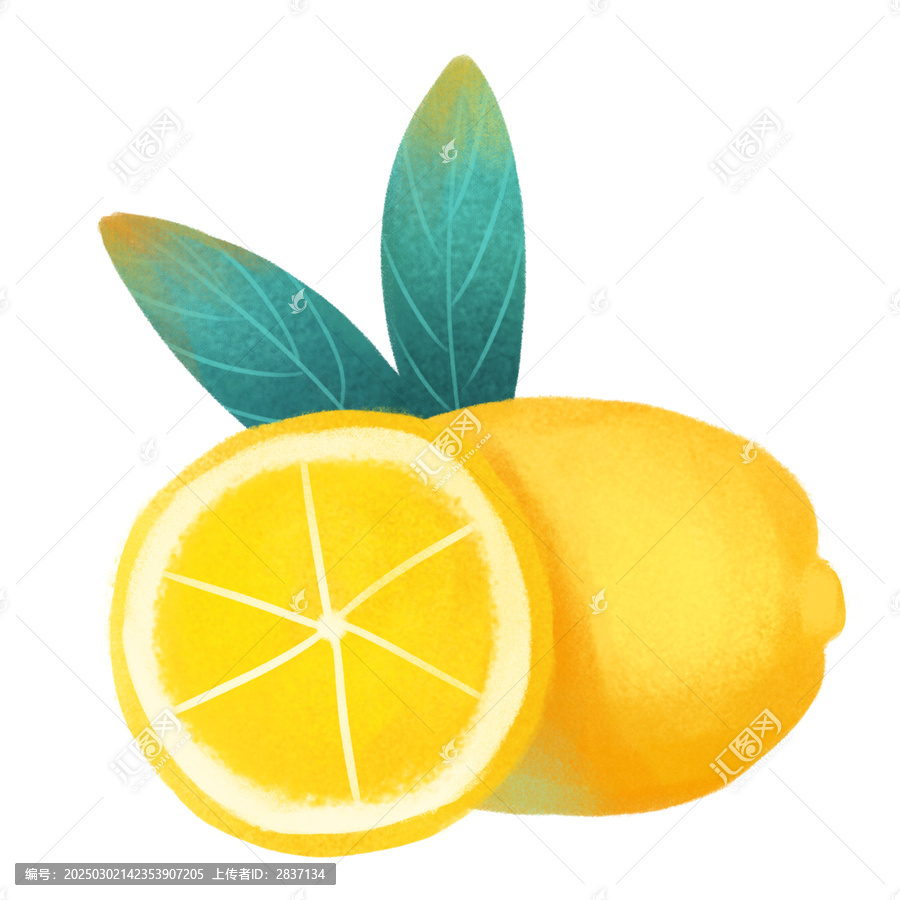 手繪檸檬水果插畫免扣素材元素