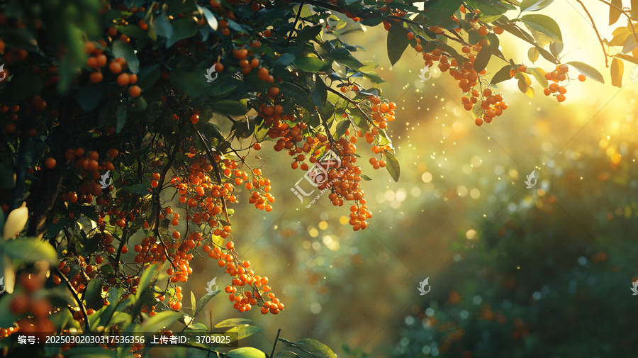 逆光下的紅果