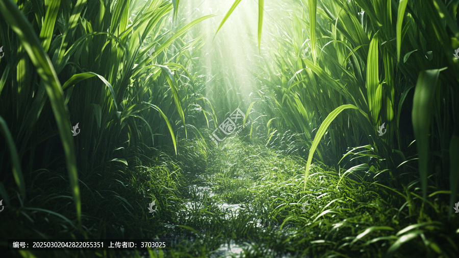 光線穿透草叢