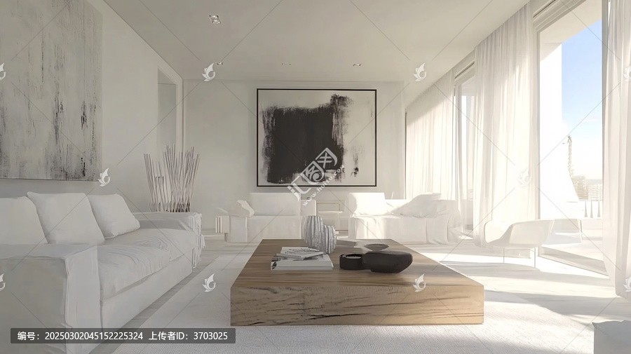 白色沙發(fā)木桌簡約風(fēng)