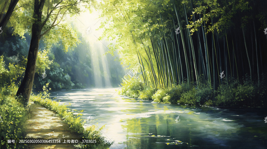 陽光竹林小溪
