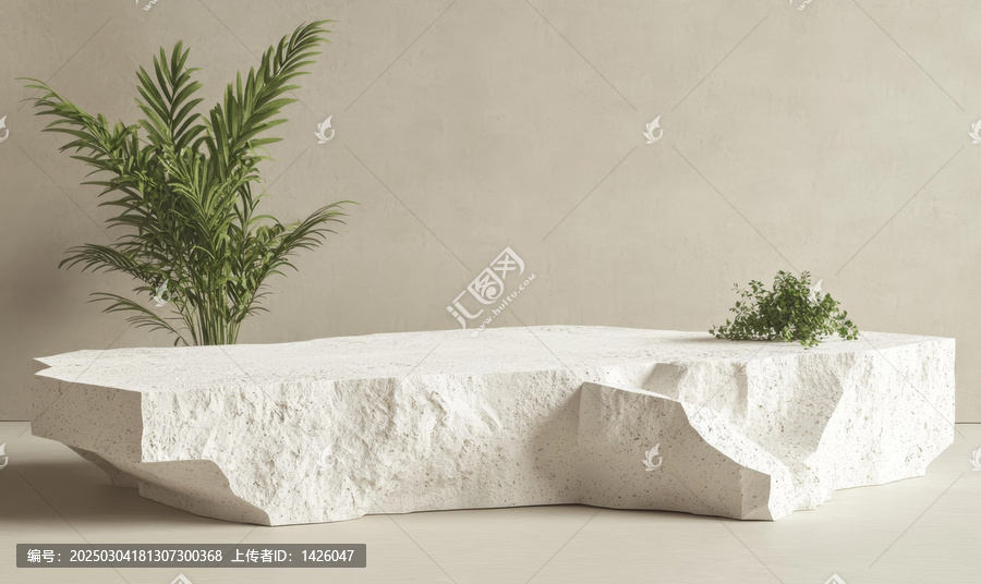 現(xiàn)代極簡白色石頭展示臺(tái)