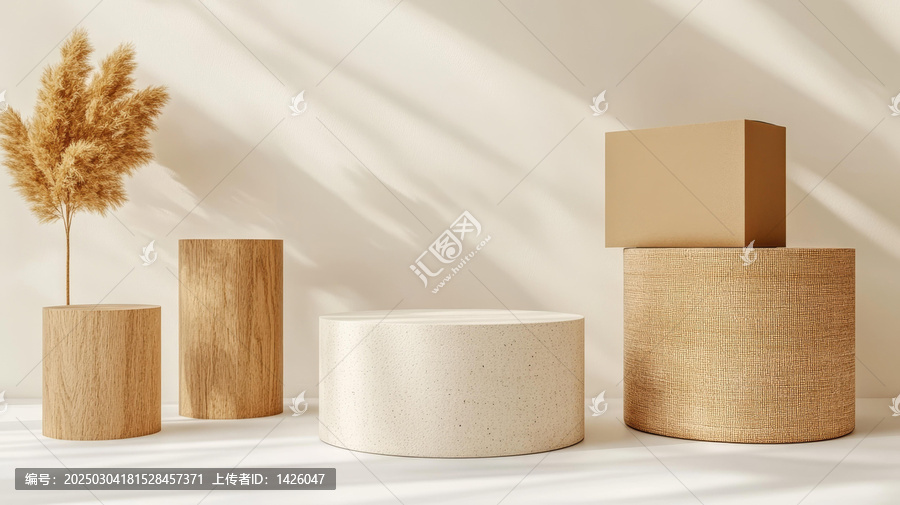 現(xiàn)代極簡展示臺與干花擺設(shè)