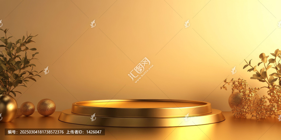 奢華金色展示臺(tái)與自然元素