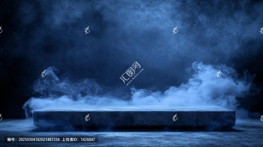 抽象藍(lán)色霧氣混凝土展示臺(tái)