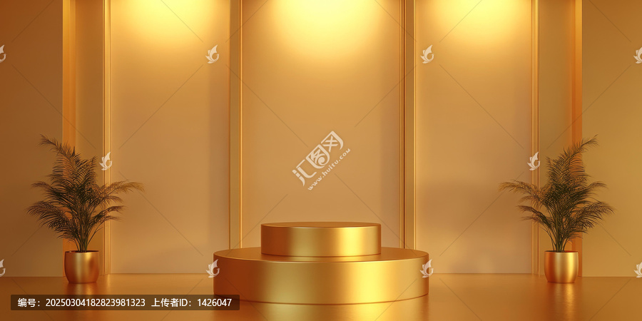 現(xiàn)代金色展示臺背景