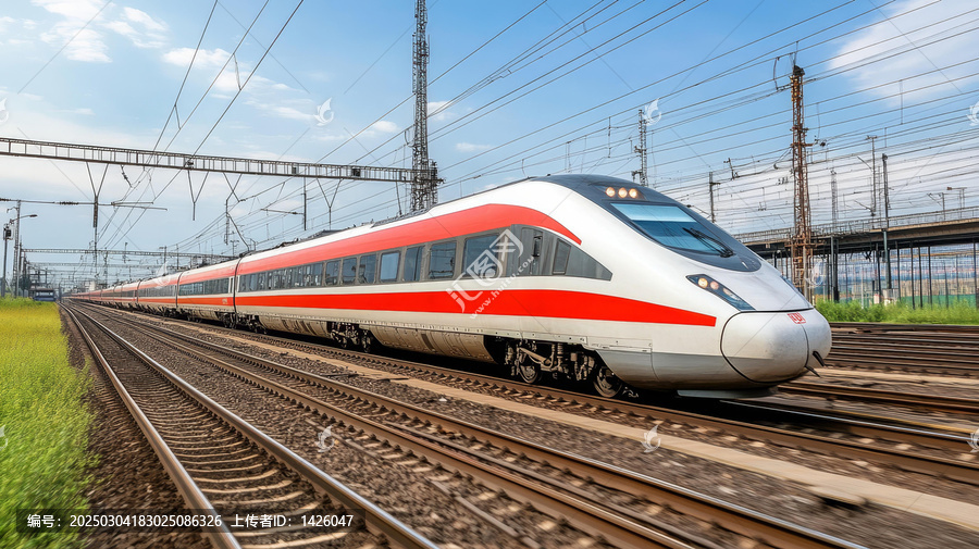 高速列車疾馳在軌道上
