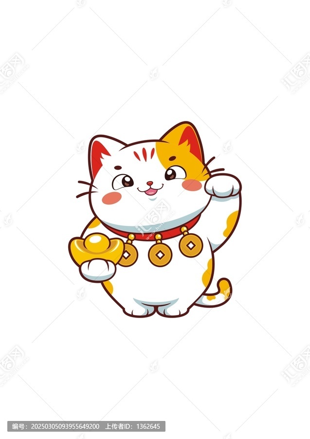卡通可愛招財(cái)貓IP形象矢量圖