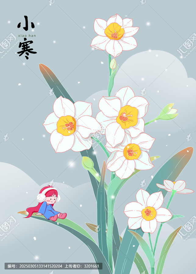 小清新二十四節(jié)氣水仙小寒