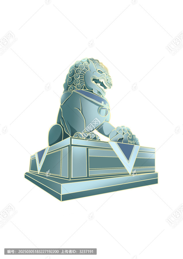 石獅子插圖元素