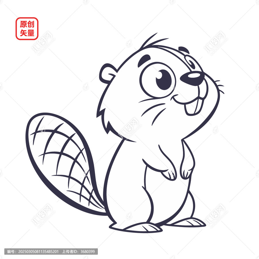 矢量插圖動(dòng)物簡(jiǎn)約海貍