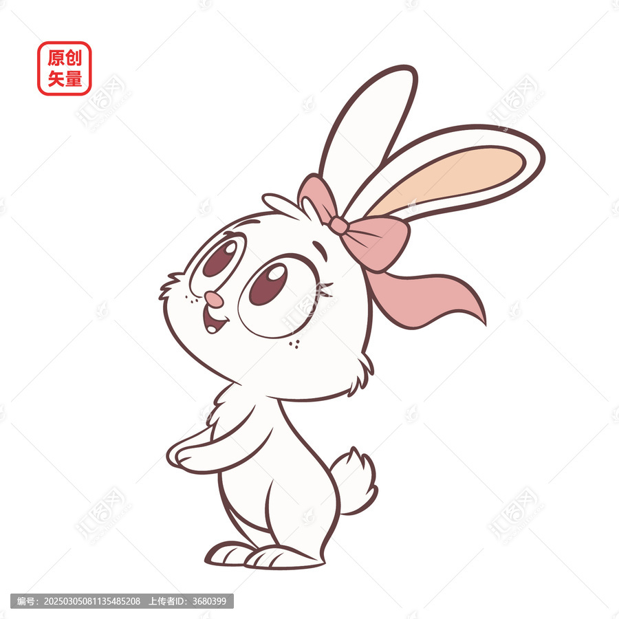 矢量插圖簡約可愛小兔子