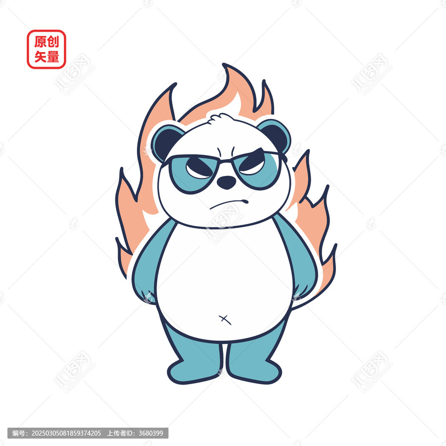 矢量插圖動(dòng)物生氣憤怒熊貓