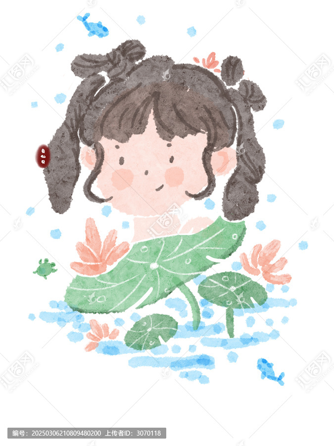 荷花和國風(fēng)小女孩