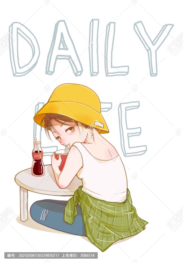 小場(chǎng)景午餐時(shí)間女生吃飯
