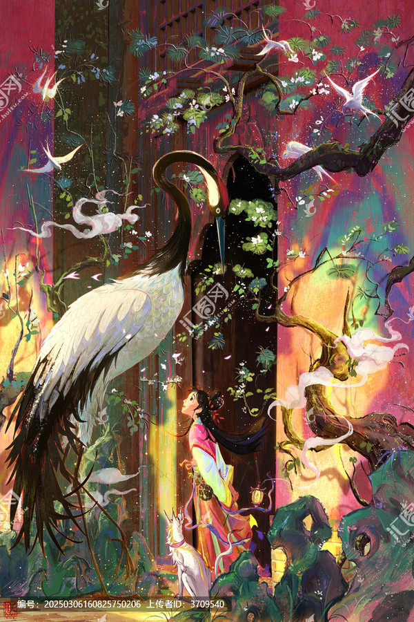 國風(fēng)插畫仙鶴