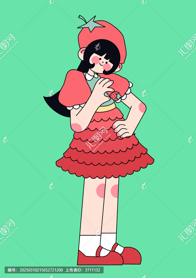 草莓人物插畫(huà)