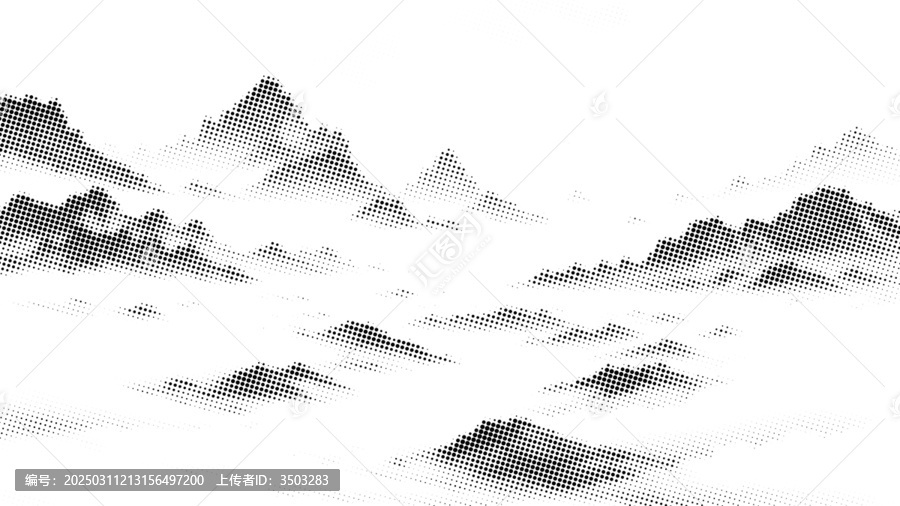 鏤空群山云霧水墨畫
