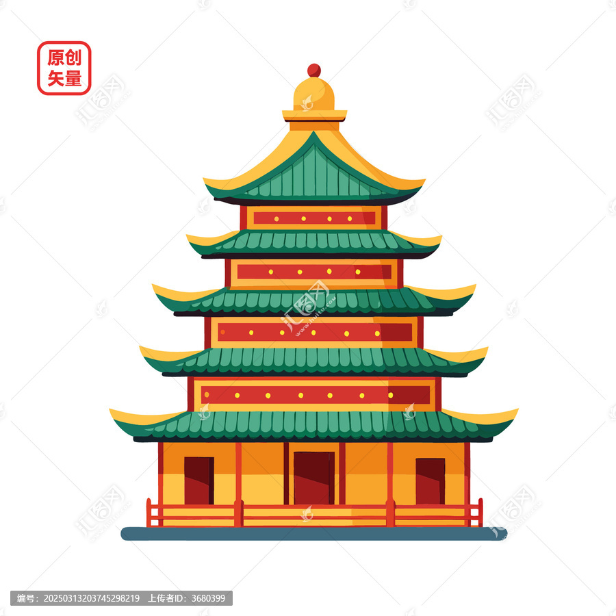 矢量插圖建筑傳統(tǒng)文化古建筑塔樓