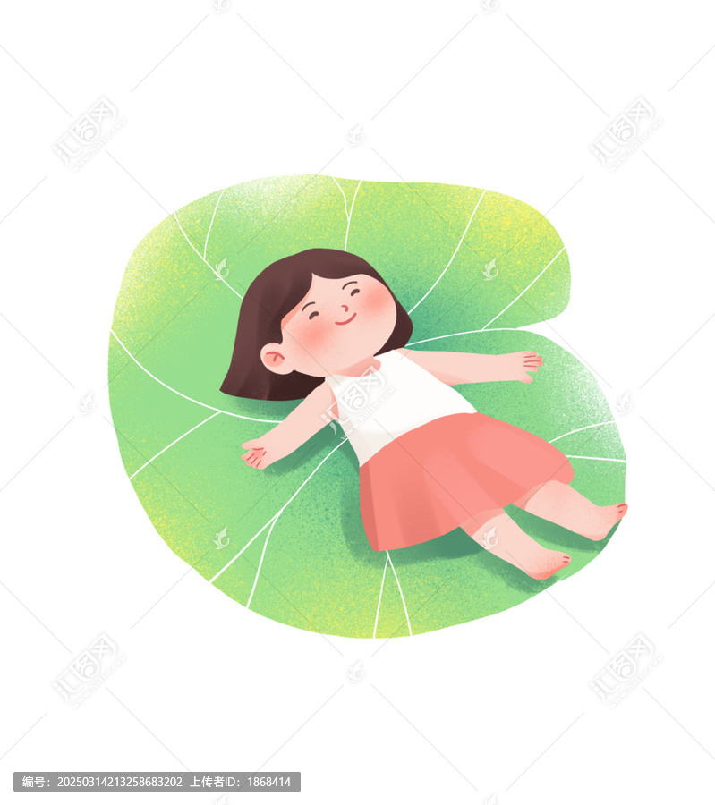 躺在荷葉上的女生