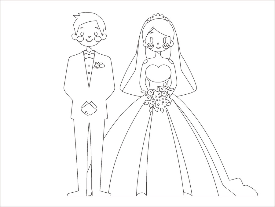婚禮溫馨插畫